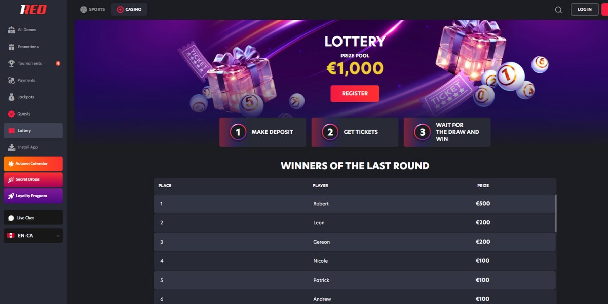 1Red Lottery section.