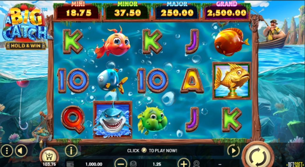 A Big Catch Hold & Win fishing slots gameplay