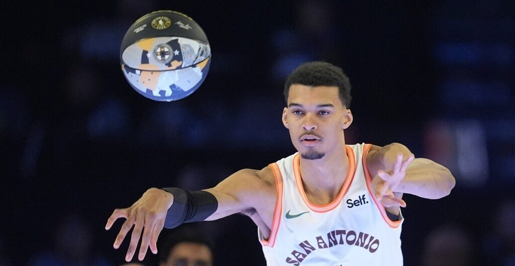 All Star Saturday Night Basketball with Victor Wembanyama shooting the ball