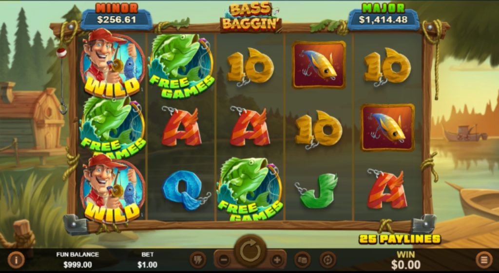 Bass Baggin' fishing slots gameplay