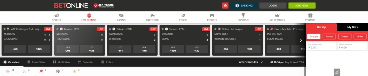 BetOnline live betting