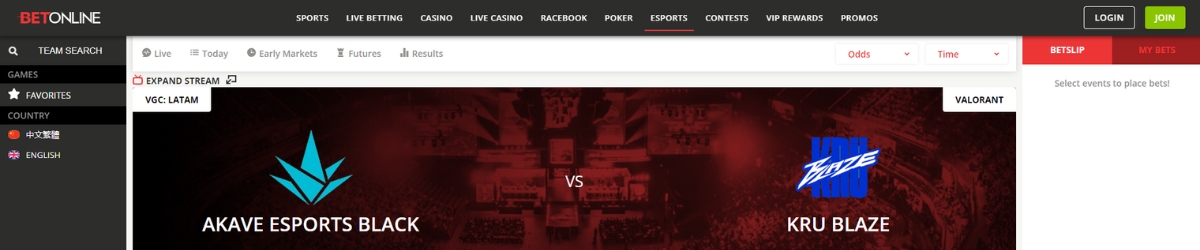 BetOnline Valorant betting