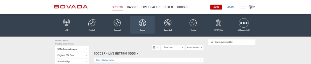 Bovada apostas em futebol