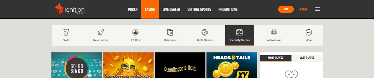 Ignition Casino Heads and Tales