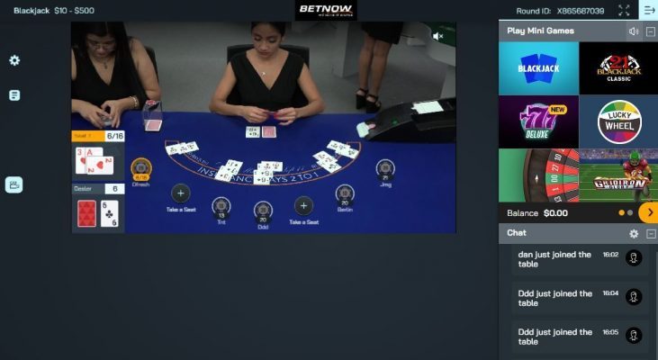 Screenshot of Live Dealer lobby