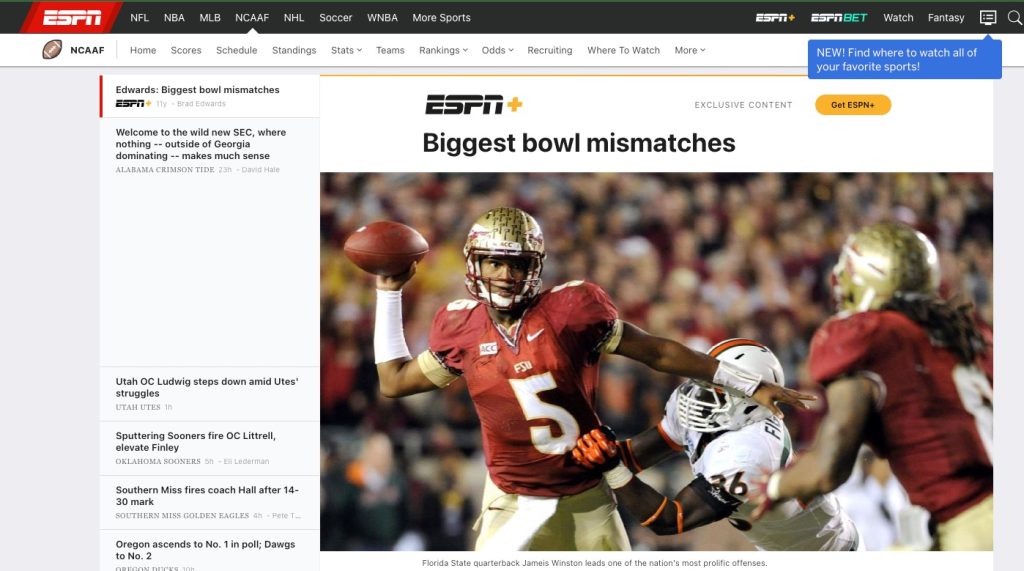 NCAAF Biggest Bowl Mismatches on espn.com