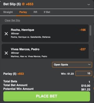 Parlay bet example