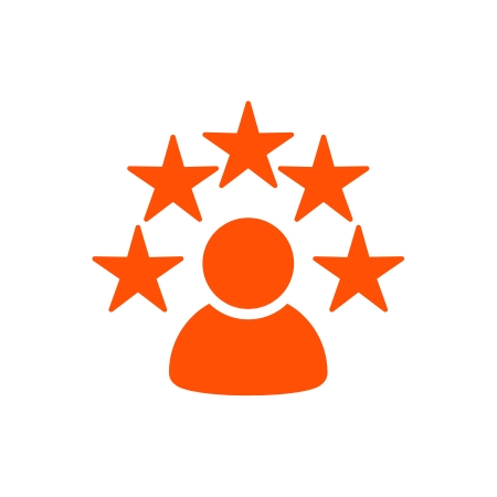 Orange pop culture icon showing a celebrity.
